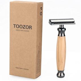 img 2 attached to 🪒 Superior Quality TOOZOR Wooden Handle Safety Razor - Double Edge Razor for a Flawless Shave (BLACK)