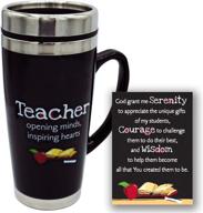 ☕ insulated coffee thermos for teachers - travel mug with lid, inspirational gift for teacher appreciation, professors, educators, and teacher's assistants, 7 inches tall, 16 ounces logo