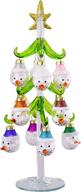 🌲 green and white christmas tree snowman glass figurine - 10-inch decorative tabletop by red carpet studios logo