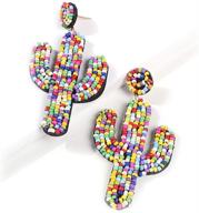 cactus beaded earrings women statement logo