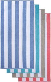 img 3 attached to 🏖️ CLOWOOD Bamboo Cotton Beach Towel - 4 Pack Fluffy Large Plush Pool Towel, 64 x 32 Inch, Mixture Cabana Striped Oversized Swimming Towel