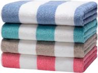 🏖️ clowood bamboo cotton beach towel - 4 pack fluffy large plush pool towel, 64 x 32 inch, mixture cabana striped oversized swimming towel logo