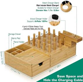 img 3 attached to 🔌 Bamboo Charging Station Organizer with 7 USB Ports - Darfoo Wood Dock Compatible with iPhone, AirPods Pro, iWatch, and Tablet