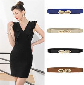 img 1 attached to 👗 Uxcell Shaped Interlocking Buckle Stretch Women's Belt Accessories: A Perfect Fit!