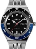 timex black blue silver bracelet logo