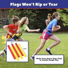 img 1 attached to Top-Rated Flag Football Belt Set - 14 Player Kit with Durable Belts, 3 Flags Per Belt + Bonus 6 Replacement Flags (62 Piece Set)