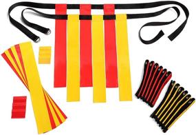 img 4 attached to Top-Rated Flag Football Belt Set - 14 Player Kit with Durable Belts, 3 Flags Per Belt + Bonus 6 Replacement Flags (62 Piece Set)