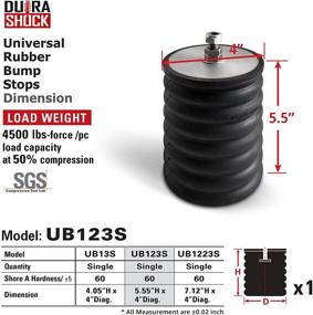 img 3 attached to DuraSHOCK 5-Inch Universal Rubber Bump Stop for Enhanced Truck and RV Suspension - UB123S, 5.5-Inch Height, 4-Inch Diameter, 4500 lbs Capacity, Hardness 60HA