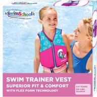 🏊 swimschool azv18861ml-parent: new & improved swim trainer vest - flex-form design, padded shoulders & adjustable safety strap, easy on & off - medium/large, up to 50 lbs., pink/aqua- 2021 edition logo