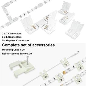 img 3 attached to 🔌 Complete 4 Pin 10mm LED Strip Connectors and Mounting Clips Kit - Solderless Extension Accessories for SMD 5050 5V-12V-24V LED Light Strips