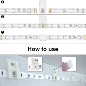 img 1 attached to 🔌 Complete 4 Pin 10mm LED Strip Connectors and Mounting Clips Kit - Solderless Extension Accessories for SMD 5050 5V-12V-24V LED Light Strips