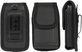 img 1 attached to 📱 Nakedcellphone Vegan Leather Flip Phone Case with Belt Loop, Metal Clip, and Magnetic Closure - Designed for Alcatel Go Flip V, MyFlip, Quickflip, Cingular Flip 2 (A405DL, 4051s, 4044) - Black Vertical Pouch