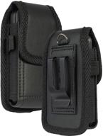 📱 nakedcellphone vegan leather flip phone case with belt loop, metal clip, and magnetic closure - designed for alcatel go flip v, myflip, quickflip, cingular flip 2 (a405dl, 4051s, 4044) - black vertical pouch logo