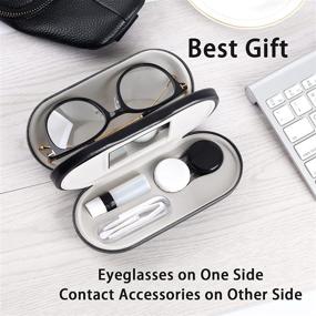 img 2 attached to Muf 2 in 1 Double Sided Portable Contact Lens and Glasses Case with Mirror, Tweezer, and Lens Solution Bottle - Ideal Travel Kit