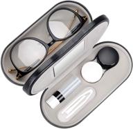 muf 2 in 1 double sided portable contact lens and glasses case with mirror, tweezer, and lens solution bottle - ideal travel kit logo