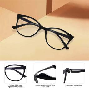 img 2 attached to 👓 Stylish AMOMOMA Lightweight Cat Eye Reading Glasses with Blue Light Blocking AM6001