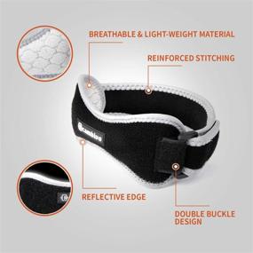 img 1 attached to 🏃 CAMBIVO Patella Knee Strap: 2 Pack Adjustable Reflective Support for Night Running, Hiking, Volleyball, and More