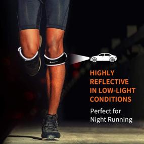 img 3 attached to 🏃 CAMBIVO Patella Knee Strap: 2 Pack Adjustable Reflective Support for Night Running, Hiking, Volleyball, and More