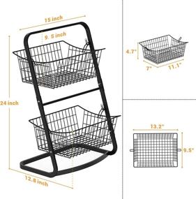 img 2 attached to 🍎 Packism 2 Tier Fruit Basket: Versatile Wire Market Basket with Removable Fruit Holder for Kitchen Pantry, Bathroom, and Countertop Storage