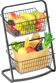 img 4 attached to 🍎 Packism 2 Tier Fruit Basket: Versatile Wire Market Basket with Removable Fruit Holder for Kitchen Pantry, Bathroom, and Countertop Storage