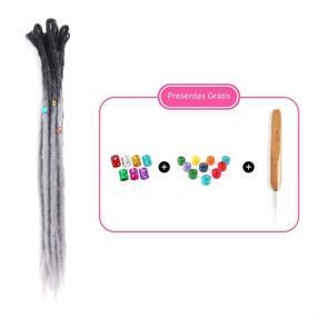 img 2 attached to 🔗 Dsoar 24 Inch Ombre Dreadlock Extensions - Handmade Synthetic Dreads - Pack of 10 Strands - Crochet Locs Hair (Ombre Black to Grey)