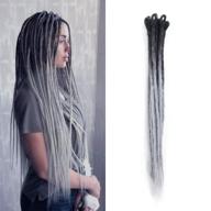 🔗 dsoar 24 inch ombre dreadlock extensions - handmade synthetic dreads - pack of 10 strands - crochet locs hair (ombre black to grey) logo