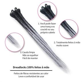 img 3 attached to 🔗 Dsoar 24 Inch Ombre Dreadlock Extensions - Handmade Synthetic Dreads - Pack of 10 Strands - Crochet Locs Hair (Ombre Black to Grey)