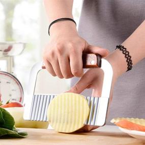 img 2 attached to 🔪 Versatile Set of 2 Crinkle Cutters: Potato Cutter + Soap Cutting Tool, Stainless Steel Blade, Wooden Handle - Perfect French Fry Slicer & Chopping Knife