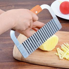 img 3 attached to 🔪 Versatile Set of 2 Crinkle Cutters: Potato Cutter + Soap Cutting Tool, Stainless Steel Blade, Wooden Handle - Perfect French Fry Slicer & Chopping Knife