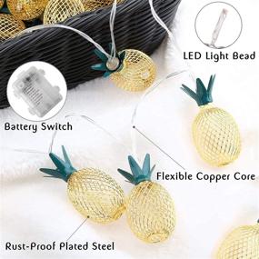 img 1 attached to 🍍 Vibrant Tropical Pineapple LED String Lights - Waterproof Battery Operated Fairy Lights for Outdoor Fall Decor and Party Decorations - Remote Control, Timer, and 8 Lighting Modes Included