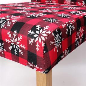 img 2 attached to QLEKEY 4-Pack Christmas Chair Covers – Removable Stretch Slipcovers with Printed Snowflake and Buffalo Plaid – Washable Spandex Seat Protectors Set for Dining Room, Home, Kitchen, Party