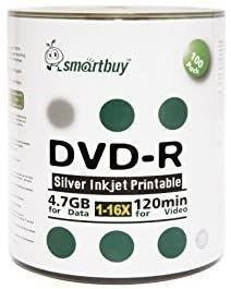img 2 attached to 📀 100 Pack DVD-R 4.7gb 16x Silver Printable Inkjet Blank Record Disc, Smart Buy -100 Disc 100pk