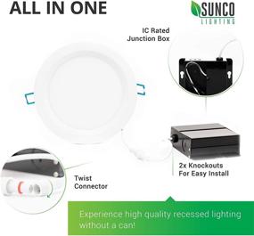 img 1 attached to 💡 Sunco Lighting 6-дюймовые светодиодные встраиваемые потолочные светильники, тонкие, холодный белый (4000К), диммируемые 14Вт=100Вт, 850 люмен, алюминиевый корпус, класс защиты IP65, бесбоксовый дизайн - сертифицированы ETL и Energy Star, 12 штук в упаковке