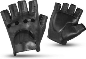 img 4 attached to 🧤 Sheepskin Leather Fingerless Motorcycle Driving Gloves