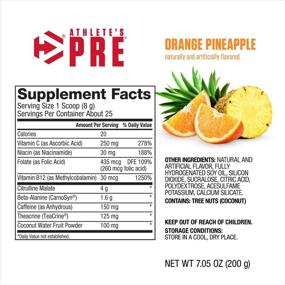 img 3 attached to Dymatize Athlete's Pre Workout Powder - Caffeinated, Enhanced Pump & Energy, Low Calorie, Sugar-Free & Carb-Free - Orange Pineapple Flavor - 25 Servings