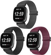 🔗 регулируемые нейлоновые петлевые ремешки для fitbit versa 3/sense - растяжимый сменный спортивный ремешок-браслет, эластичный и совместимый для женщин и мужчин логотип