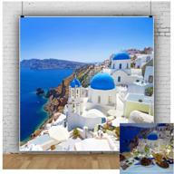 capture the charm of greece with ofila greece themed party backdrop 6x6ft - santorini island, oia village, white houses photography background for wedding showers, birthdays, and more! logo