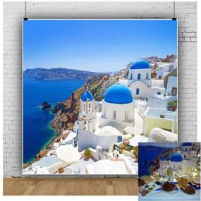 img 4 attached to Capture the Charm of Greece with OFILA Greece Themed Party Backdrop 6x6ft - Santorini Island, Oia Village, White Houses Photography Background for Wedding Showers, Birthdays, and More!