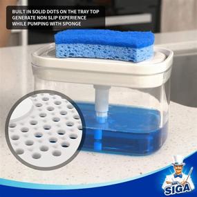 img 2 attached to 🧼 MR.SIGA 2 in 1 Premium Soap Dispenser and Sponge Holder: Easy Dishwashing Solution for Kitchen Countertop, White