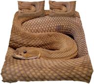 🐍 muooum basilisk rattlesnake snake reptile bedding set - comforter cover and 2 pillow shams - extra long twin size logo