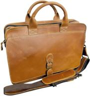 👜 canyon outback leather goods, inc texas canyon leather briefcase - laptop case for 15" laptops and macbooks - ideal for both genders, tan logo