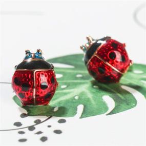 img 2 attached to Adorable Petite Red Ladybug Black Spots Costume Earrings: 925 Sterling Silver Rose Gold Beetle Studs - Perfect Ladybird Jewelry for Halloween Party Accessories - Women, Girls, and Kids