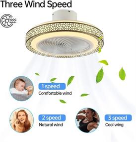 img 2 attached to 🌀 LATATA Ceiling Fan with Lights: Dimmable 72W 19.3Inch Low Profile Fan - Remote Control, Enclosed Grid, 7 Blades, Flush Mount - Ideal for Children's Room, Bedroom, Attic - 3 Speeds, 1/2H Timing