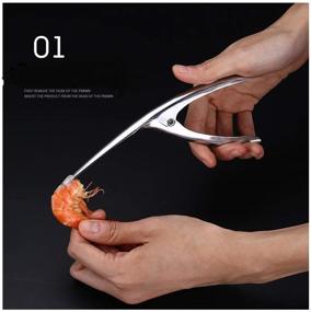 img 3 attached to 🦐 5 PCS Premium Stainless Steel Prawn Peeler Shrimp Deveiner Shell Shrimp Cleaner Tool - Creative Kitchen Tools for Seafood Deveining