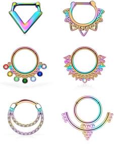 img 3 attached to Ovxznts 6Pcs Septum Ring Set: Stylish 16g Stainless Steel Nose Rings for Men and Women - 10mm Hoop Size