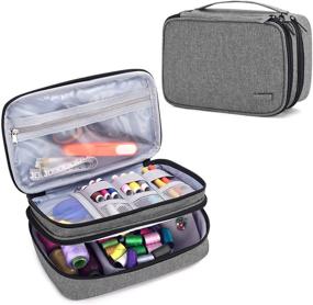 img 4 attached to 🧵 Efficient Storage Solution: Luxja Double-Layer Sewing Accessories Organizer in Gray - Perfect for Needles, Scissors, Measuring Tape, and More! (Accessories Not Included)