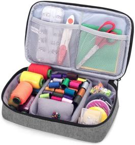 img 2 attached to 🧵 Efficient Storage Solution: Luxja Double-Layer Sewing Accessories Organizer in Gray - Perfect for Needles, Scissors, Measuring Tape, and More! (Accessories Not Included)
