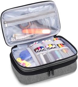 img 3 attached to 🧵 Efficient Storage Solution: Luxja Double-Layer Sewing Accessories Organizer in Gray - Perfect for Needles, Scissors, Measuring Tape, and More! (Accessories Not Included)