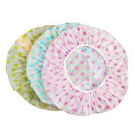waterproof eva plastic shower cap set of 6, elastic and reusable bathing hair cap, beauty salon spa shower caps with lace elastic band, flower print hat for environmental hair protection and bathing logo