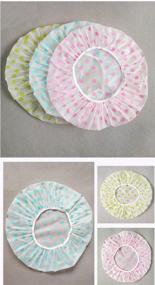 img 1 attached to Waterproof EVA Plastic Shower Cap Set of 6, Elastic and Reusable Bathing Hair Cap, Beauty Salon Spa Shower Caps with Lace Elastic Band, Flower Print Hat for Environmental Hair Protection and Bathing